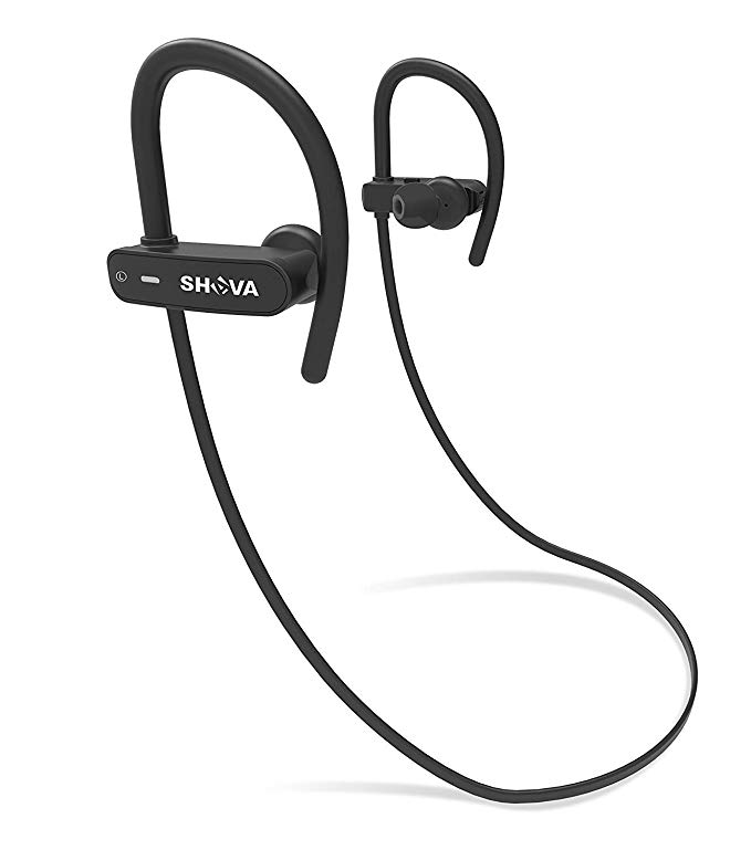 Wireless Headphones, SHAVA Sport Bluetooth Headphones is IPX7 Waterproof, Richer Bass HiFi Stereo Wireless Earbuds with Mic and Case, 8 hrs Playtime, Best for Running, Gym, Workout, All Sports(Black)