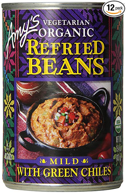 Amy's Organic Refried Beans, Mild with Green Chiles, 15.4 Ounce (Pack of 12)