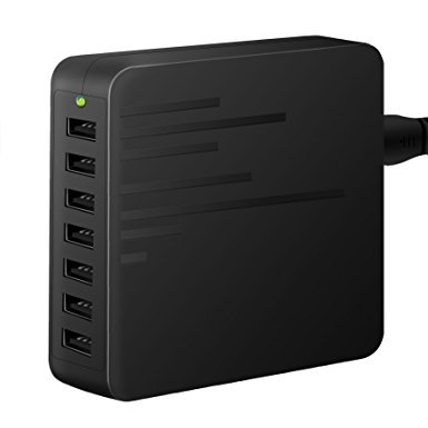 Wyness USB Charger 45W/9A 7-Port Charge 3.0 Ports Desktop Charging Station with Smart IC Tech for Android, LG, HTC, iPhone, iPad and More(Black)