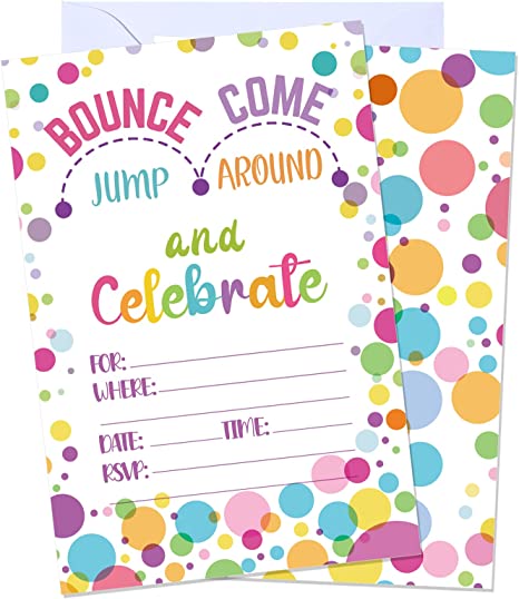 30 Pieces Bounce House or Jumping Party Invitations, Bounce House Birthday Invitation Cards, Bounce House Trampoline Party Celebration Party Supplies Favors, 30 Cards with 30 Envelopes