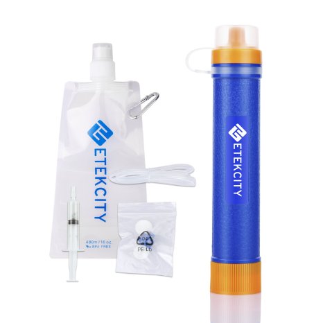 Etekcity 1500L Water Personal Filter Purifier Chemical Free Filter to 001 Microns - Perfect Survival Gear Blue