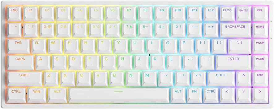 Akko 3084S 75% Percent 84-Key RGB Hot-swappable Mechanical Gaming White Keyboard, USB-Type C Wired with ASA Profile Shine-Through PBT Double-Shot White Keycaps for Mac & Win Switch Jelly Pink