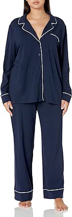 Amazon Essentials Women's Cotton Modal Long-Sleeve Shirt and Full-Length Bottom Pajama Set (Available in Plus Size)