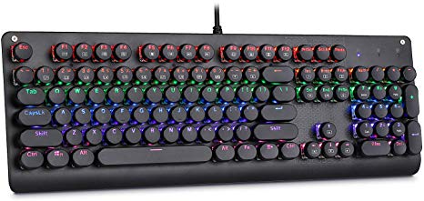 E-YOOSO K600 Retro Mechanical Gaming Keyboard 104 Key, LED Backlit Keyboard with Blue Switches