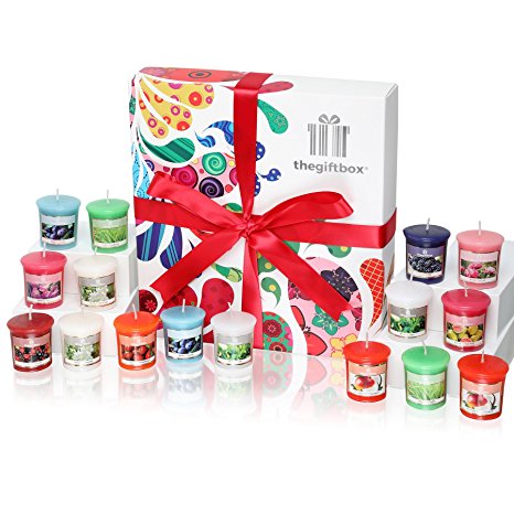 The Ultimate Candle Gift Box Hosting 16 x Colourful Scented Wax Candles in Fresh, Floral and Fruity Fragrances, Presented in a Free Deluxe Gift Box. Perfect Birthday Gift, Christmas Gift and Gift for Women. (Sweetbeam)