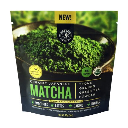 Jade Leaf - Organic Japanese Matcha Green Tea Powder Premium Culinary Grade Preferred By Chefs and Cafes for Blending and Baking - 30g starter size