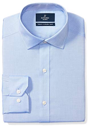 Amazon Brand - BUTTONED DOWN Men's Tailored Fit Spread-Collar Solid Pinpoint Non-Iron Dress Shirt