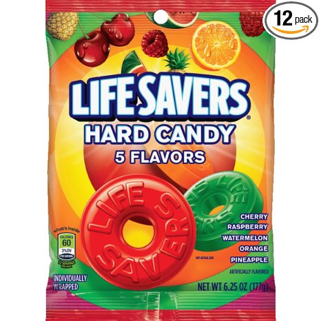 Life Savers 5 Flavors Hard Candy Bag, 6.25 ounce (12 Packs)