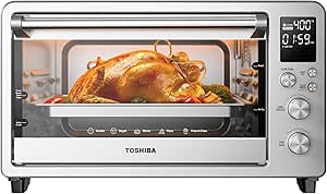 TOSHIBA ChefFry Air Fryer Toaster Oven Combo, 26.4 QT Large Capacity, 12-in-1 Countertop Toaster Oven, Stainless Steel