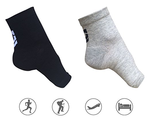 MÜV365 Plantar Fasciitis Support Socks Foot Sleeve Set - With 2 or 4 Open Toe Toeless Compression Socks - Comfortable Cotton Blend - Exceptional Quality