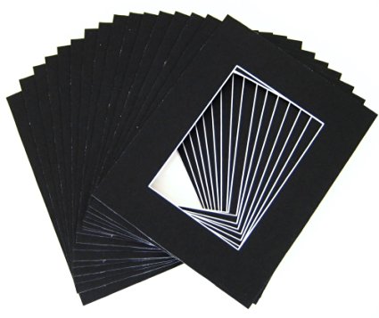 Pack of 25 11x14 BLACK Picture Mats Mattes with White Core Bevel Cut for 8x10 Photo  Backing  Bags