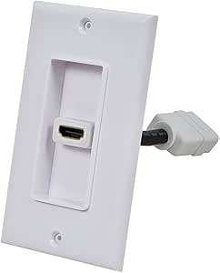 Monoprice Inset Wall Plate - with 4in Built-in Flexible High Speed HDMI Cable with Ethernet, 1-Port 2-Piece, White