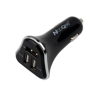 NooQee 3 Port Rapid Cigarette USB Car Charger With 5V, 5.2A, 26W for iPhone, iPad, iPod, Samsung, HTC, MP3 Players, Smartphones Tablets and more-Black
