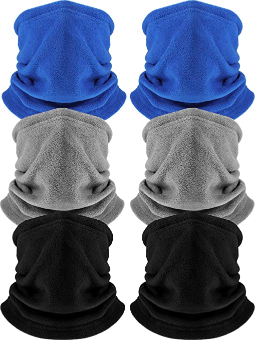 6 Pack Fleece Neck Warmer Gaiter Mask Thick Thermal Windproof Ski Neck Gaiter for Unisex