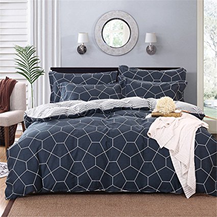 Vougemarket 3 Piece Duvet Cover Set (Queen,King) Duvet Cover with 2 Pillow Shams - Hotel Quality 100% Cotton - Luxurious, Comfortable, Breathable, Soft and Extremely Durable (Queen, Space)