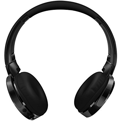 Kimitech Lightweight Foldable Wireless Bluetooth On-Ear Headphones with Microphone, Micro SD Card Player, FM Radio and 3.5mm Detachable Cable Stereo Headset (black)