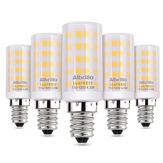 Albrillo LED E12 Candelabra Bulb 5W, 60 Watt Chandelier Bulbs Equivalent, 3000K Warm White Fan Light Bulbs, 5 Pack