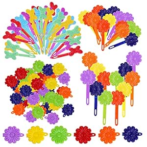 76 Pieces Self Hinge Plastic Hair Clip Pins with Cartoon Designs - Colorful Cute Flower Bow Barrettes for Girls (Random Color)