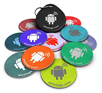 NFC tags - Topaz 512 Chip - 10 NFC Tags   Free NFC-Keychain   Free Bonus Tag - Android Writeable & Programmable - Samsung Galaxy S4 S3 Note 3 - HTC One First One X Droid DNA - Sony Xperia - Nexus - Smart Tags - Adhesive Sticker Back!