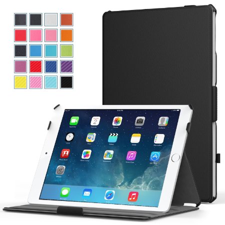 MoKo iPad Air 2 Case - Slim-Fit Multi-angle Folio Cover Case for Apple iPad Air 2 (iPad 6) 9.7 Inch iOS 8 Tablet, BLACK (with Smart Cover Auto Sleep / wake)