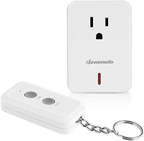 DEWENWILS Indoor Remote Control Outlet, Expandable Remote Light Switch Kit, Wireless On Off Power Switch, 100ft RF Range, Compact Design, White