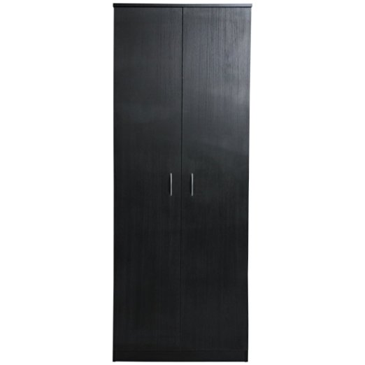 Devoted2Home Budget Bedroom Furniture with 2-Door Wardrobe, Wood, Black Ash, 49.8 x 66.8 x 180 cm