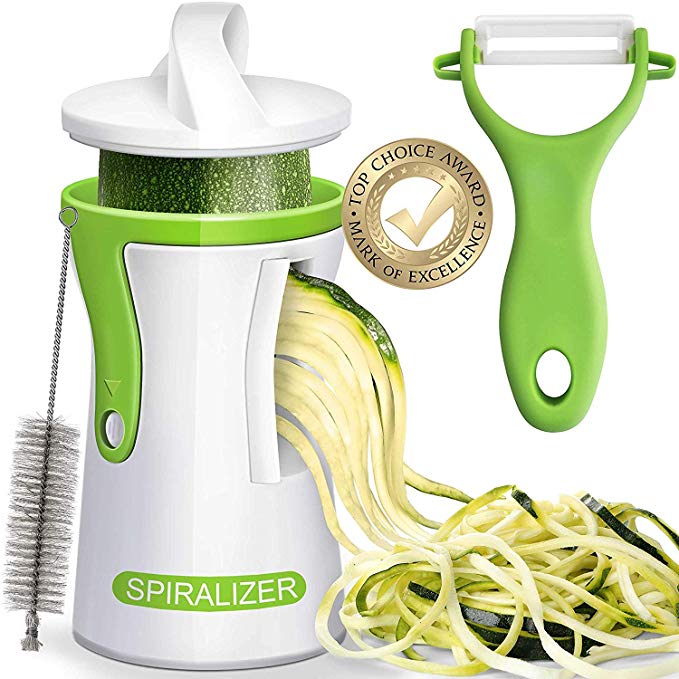 Newest 2019 Improved Heavier Duty Spiralizer Vegetable Slicer Complete Bundle - Best Vegetable Cutter - Zucchini Pasta Noodle Spaghetti Maker