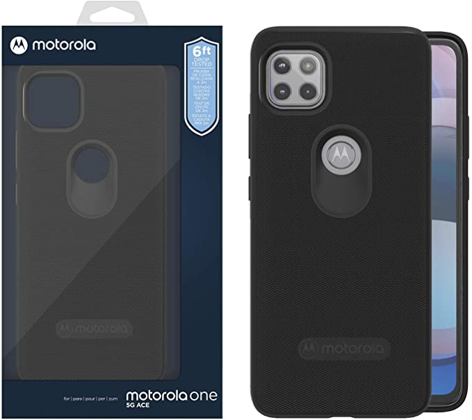 Motorola Essentials Motorola One 5G Ace Protective Case- Black - Precision fit Shock Absorbing Cases for Enhanced Phone Grip, Style, Drop Protection for Your Device