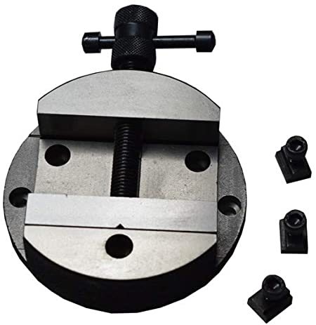 Quality 100 mm Round Vice for 3" (80 mm) & 4" (100 mm) Rotary Milling Indexing Table with 3 x M6 T Nuts Bolts - Engineering Tools