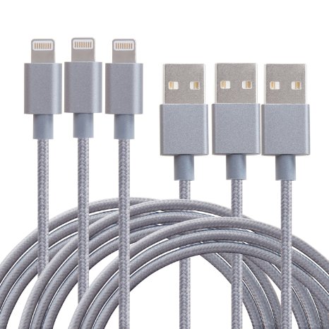 SENDIS 3Pcs 3FT 8 Pin iPhone Nylon Braided Lightning to USB Cable Sync and Charger Ultra Compact Fabric Data Charging Lead for iPhone 6s 6s plus 6 6 plus 5s 5c 5 iPad Air 2 mini mini2 mini3 iPad 4th Gen iPod touch 5th Gen iPod Nano 7th Gen
