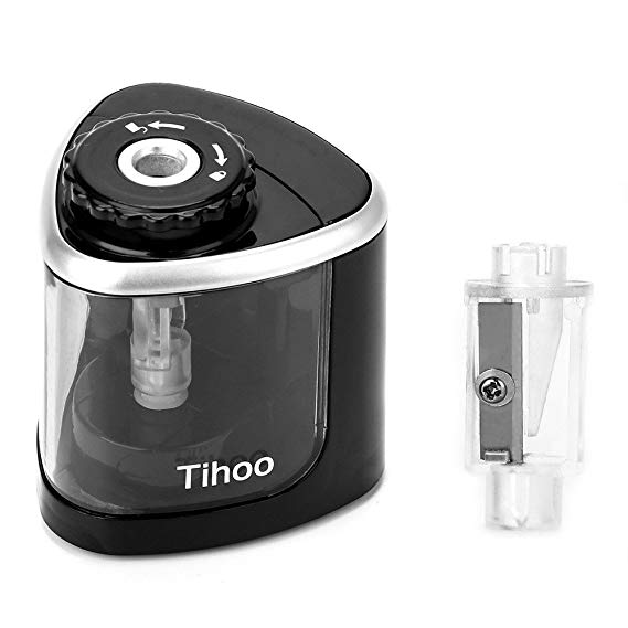 Tihoo Student Electric Automatic Pencil Sharpener Manual and Electric Sharpening Free to Transform (Black)