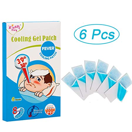 ifory 6 Sheets Nontoxic Cool Pads for Kids Immediate, Baby Fever Cooling Pad Fever Patch for Kids, Cooling Relief from Fever Discomfort, Skin-Safe Cold Compresses of Instant Cooling