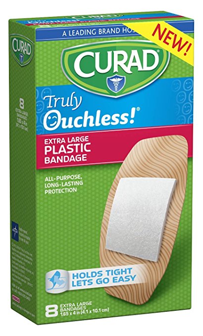 Curad Truly Ouchless Plastic Bandages, X-Large, 8 Count