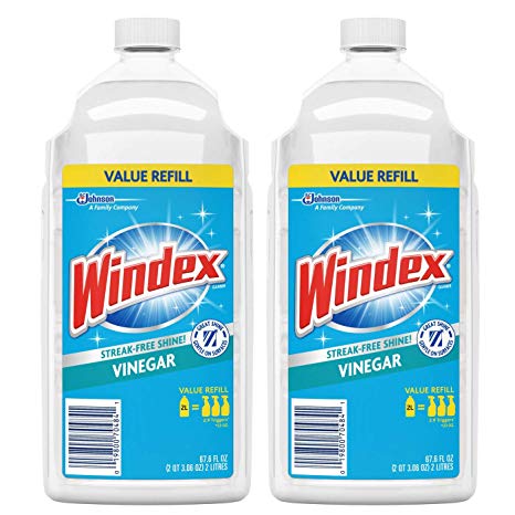 Windex Vinegar Glass Cleaner With  Refill, 2 Liter, 67.6 Ounce (2 Pack)