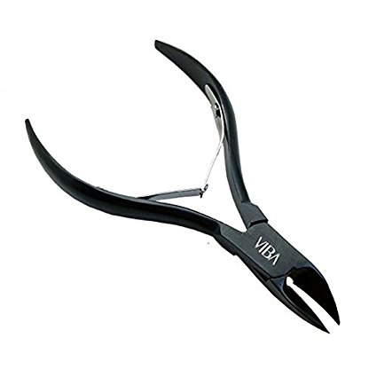 Viba Professional Stainless Steel Heavy-Duty Toenail Nippers for Thick or Ingrown Nails. Approved By Podiatrists. Double Spring with Safety Cap (Black)