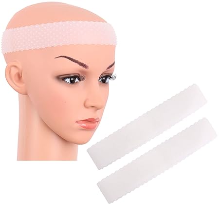 MapofBeauty 2 Pieces Non Slip Silicone wig Grip Band Headband Hold Wig Men Women Sports Yoga (White)