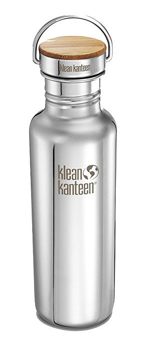 Klean Kanteen Stainless Steel Water Bottle with Bamboo Cap Loop Lid Clip-On