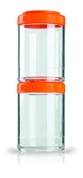 BlenderBottle GoStak Twist n' Lock Storage Jars, 150cc 2-Pak, Orange