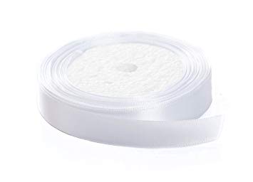 Solid Color Satin Fabric Ribbon (White, 1/2" x 25 Yards)