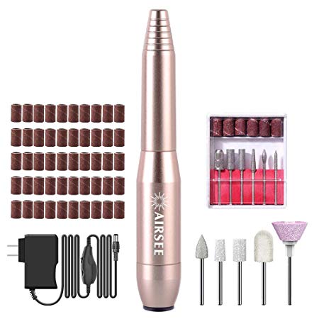 Portable Nail Drill Machine, Professional 20000 RPM Efile, Nail File Kit for Acrylic, Gel Nails, Manicure Pedicure Polishing Shape with 11 Bits and 56Pcs Sanding Bands