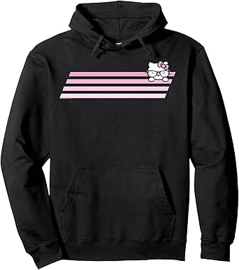 Hello Kitty Nerd Glasses Retro Stripe Hoodie Pullover Hoodie