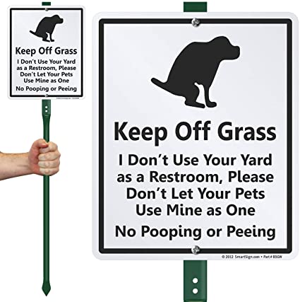 SmartSign "Keep Off Grass" LawnBoss Funny Dog Poop Sign | 10" x 12" Aluminum Sign With 3' Stake