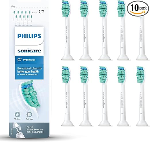 Philips Sonicare Original ProResults Standard Sonic Toothbrush Heads - 10 Pack in White (Model HX6010/32)