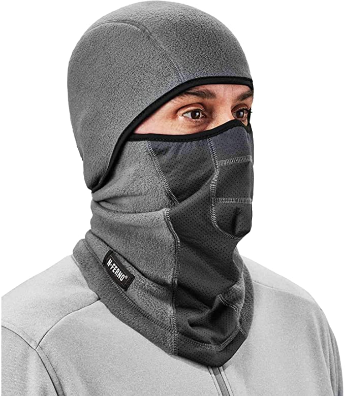 Ergodyne Women's N-Ferno 6823 Balaclava Face Mask-Wind-Proof, Hinged Design, Gray, One Size