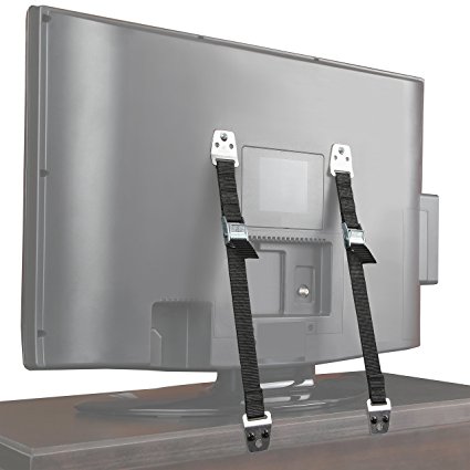 Safety Baby Metal Furniture / TV Straps - Earthquake Proof - Bolts & Hardware Included (2 Pack)