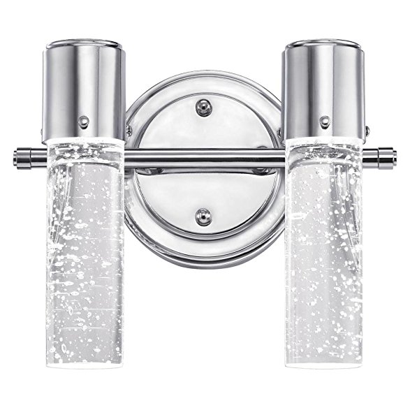 Westinghouse 6307700 Cava Two-Light LED Indoor Wall Fixture, Chrome Finish with Bubble Glass