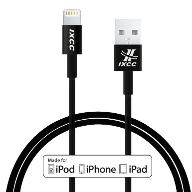 iXCC Element Series 1ft Apple MFi Certified Lightning 8pin to USB Charge and Sync Cable for iPhone SE/5/6/6s/Plus/iPad Mini/Air/Pro - Black