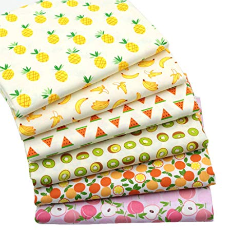 Printed Fruits Cotton Fat Quarters Fabric Bundles,Quilting Fabric for DIY Sewing Crafts,18" x 22"(Multi)