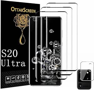 Galaxy S20 Ultra Screen Protector, 3 Pack S20 Ultra Tempered Glass Screen Protector, 1 Pack Camera Lens Protector, 9H Hardness Tempered Glass Screen Protector for Samsung Galaxy S20 Ultra【3 1 Pack 】