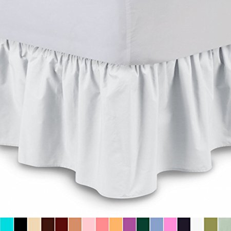 Shop Bedding Ruffled Bed Skirt (Full XL, White) 14 Inch Drop Dust Ruffle with Platform, Wrinkle and Fade Resistant - by Harmony Lane (Available in all bed sizes and 16 colors)
